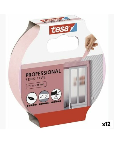 TESA Sensitive Peintre Rose - Ruban Adhésif Professionnel 25mm x 50m (12 pcs)

