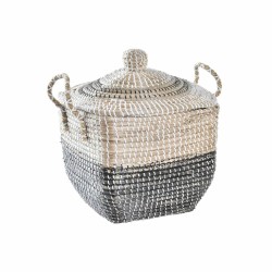 Decorative Basket DKD Home Decor, Seagrass Grey Natural 45x35x43 cm, Boho Style
