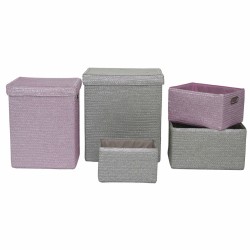 DKD Home Decor 5er Set Stapelkörbe aus Polypropylen für Schränke und Organisation (42 x 33 x 50 cm)
