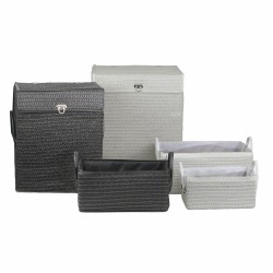 Set of 5 Baskets DKD Home Decor Polypropylene, Large, Grey, 42 x 33 x 50 cm, Practical Organization
