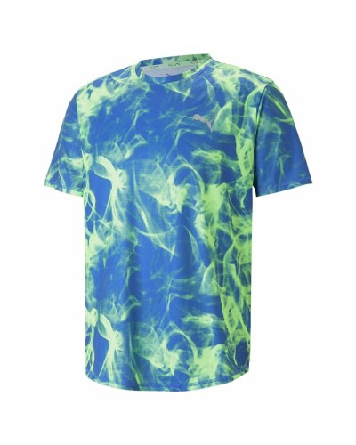 Puma Run Favorite T-Shirt de Running Homme - Bleu Ciel/Vert - Respirant
