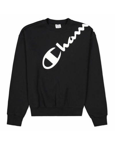 Champion Sweat Femme Logo Diagonal Noir - Sweat Sportswear Décontracté
