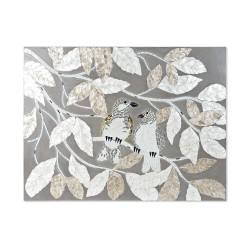 DKD Home Decor Toile Beige et Grise avec Feuilles de Plante, Parfaite pour Décoration Murale, 90 x 70 cm
