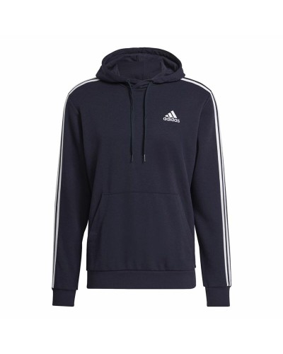 Adidas Essentials Sweat à Capuche Homme: Bleu Marine 3 Bandes

