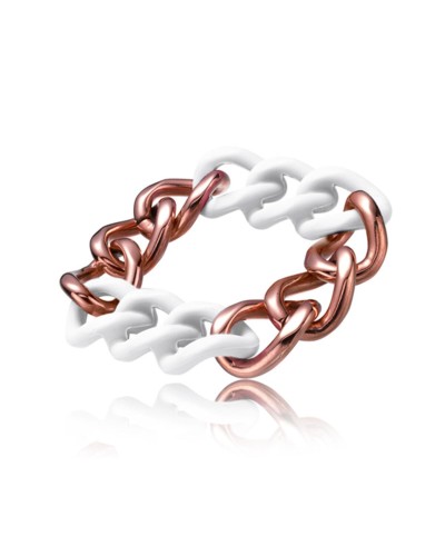 Time Force Bracelet Femme TS5148BW Blanc Bronze Acier
