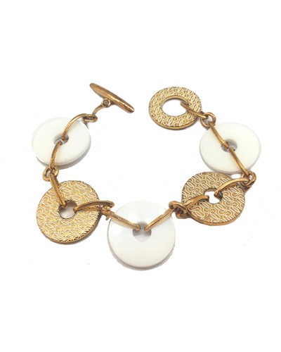 Guess Women's Bracelet Ceramic Gold White Steel 21cm
