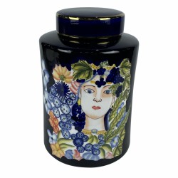 Vase DKD Home Decor Visage en Porcelaine Shabby Chic Noir Multicolore (21 x 21 x 31 cm)
