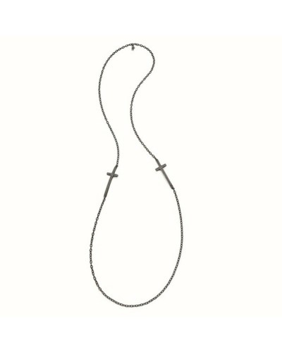Crazy Follies Women's Necklace Black Silver 90 cm - Trendy Fashion Jewelry
