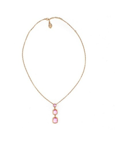 Folli Follie Collar Mujer 3N9T172RP - Gargantilla Rosa Chapado en Oro 35cm
