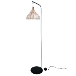Lampada da Terra DKD Home Decor: Metallo Nero e Rattan Marrone, Ideale per Ambienti Moderni (160 cm)