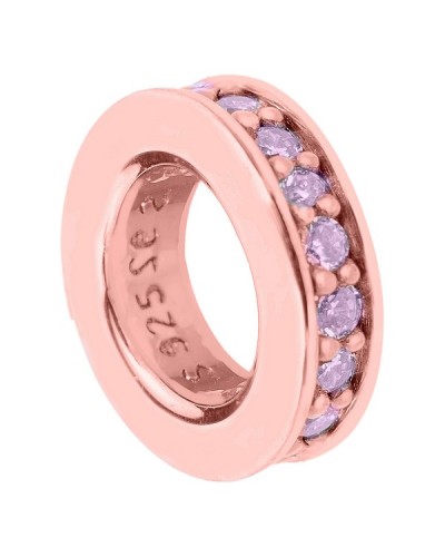 Folli Follie Abalorio Perlina Rosa 1cm - Charm Mujer Plata 925 para Pulsera
