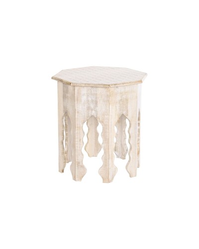 Table d'appoint DKD Home Decor 49x49x53,5cm, Bois de Manguier Marron Blanc

