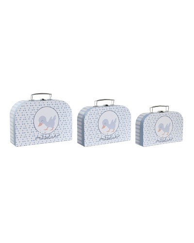 DKD Home Decor Set di Scatole Decorative Azzurro Metallo Multicolore, 28 x 9,5 x 20 cm