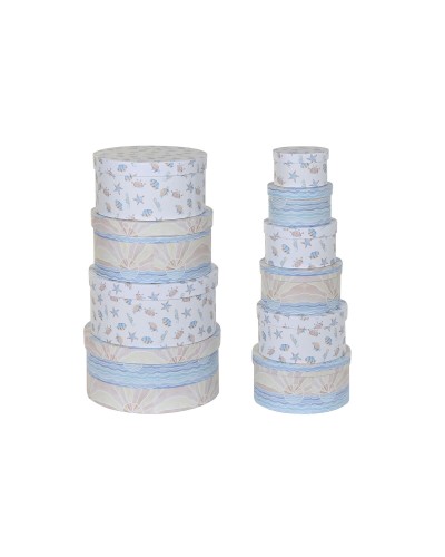 Set med stapelbara förvaringslådor DKD Home Decor Barn Multicolour Papp (37,5 x 37,5 x 18 cm)