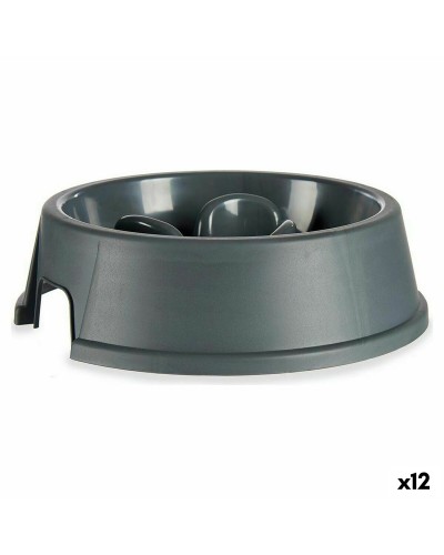Ciotola Anti-Ingestione per Animali | Plastica Antracite | 27 x 7,5 x 27 cm