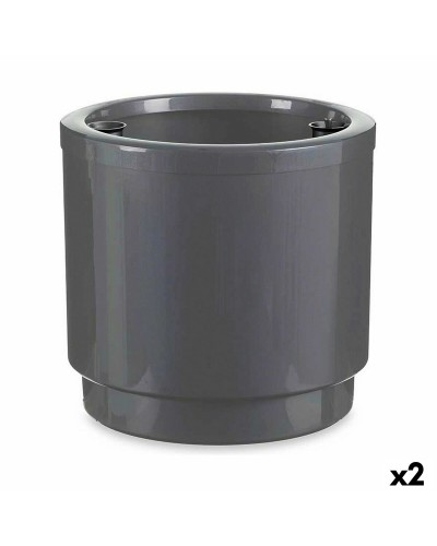 Itsekasteleva kukkaruukku Hopeinen polypropeeni (2 osaa) (38 x 37,5 x 38 cm)