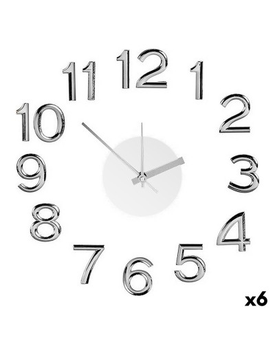 White Silver Adhesive Wall Clock Ø 35 cm, Pack of 6
