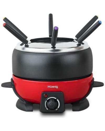 H.Koenig ALP1800 Elektrisches Fondue für 8 Personen, Einstellbarer Thermostat, Edelstahl
