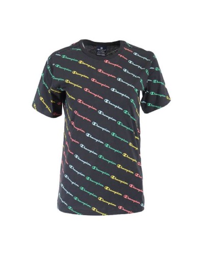 T-Shirt met Korte Mouwen voor kinderen Champion Multilogo Zwart