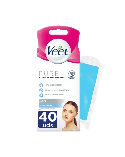 Veet Pure Facial Wax Strips - Sensitive Skin (40 Count)
