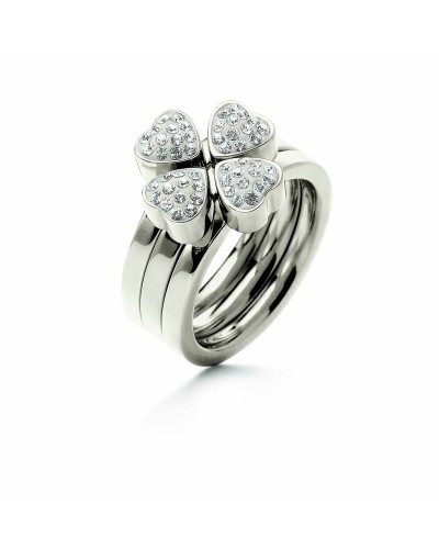 Crazy Follies Women's Ring Silver Circle Crystals Size 52 - Elegant Jewel
