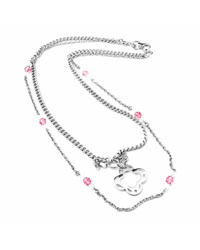 Folli Follie Damen Halskette 3N9F226PW - Silber 925, Eleganter Anhänger, 45cm
