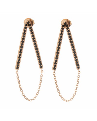 Sif Jakobs Pendientes de Mujer SJ-E1009-BK(RG) Chapados en Oro Rosa, 3cm
