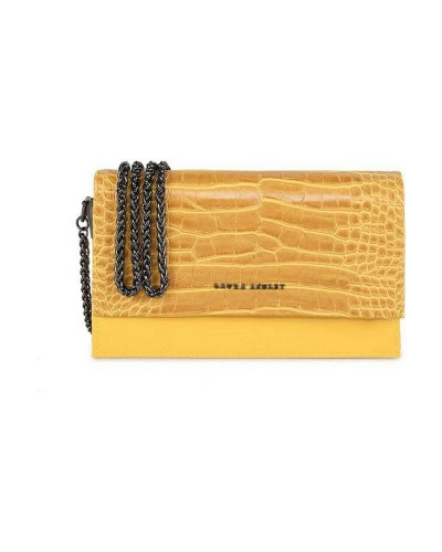 Laura Ashley Dudley Croco Handtasche für Damen, Gelb - Elegante Clutch 22cm

