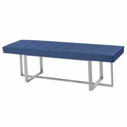 DKD Home Decor Banco Azul Moderno | Poliéster y Acero | Perfecto para Entrada, Dormitorio y Salón (150x45x45cm)
