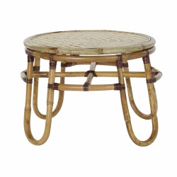 Table d'appoint DKD Home Decor en Bambou et Rotin, 60x60 cm, Idéale pour Balcons et Jardins.
