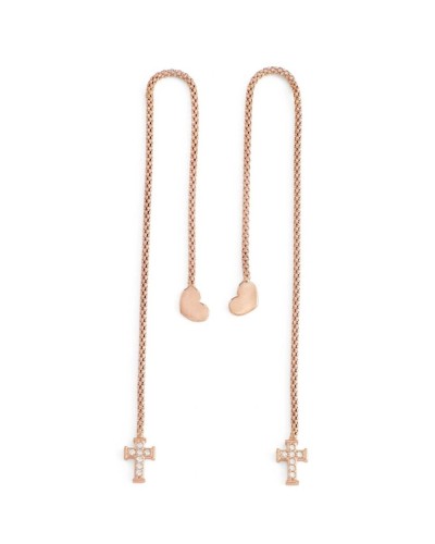 Naisten korvakorut Amen CUORE CROCE CRISTALLI ROSE GOLD