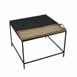 Mesa Auxiliar Redonda DKD Home Decor Negro Dorado en Aluminio y Acero (61 x 61 x 49 cm)
