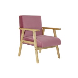 Sillón DKD Home Decor Rosa de Poliéster y Madera | Comodidad y Elegancia para Tu Salón
