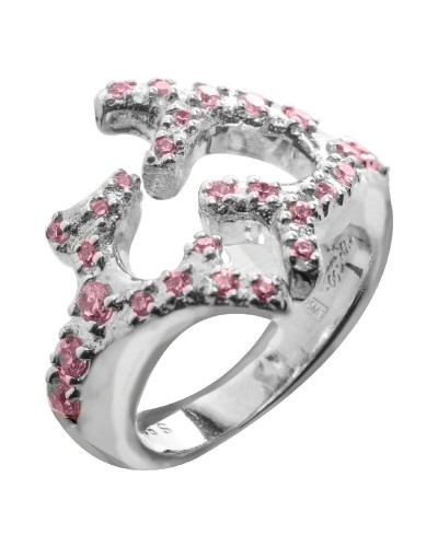 Folli Follie Damenring 3R9S171P Rosa Silber Kristalle - Elegant und Raffiniert
