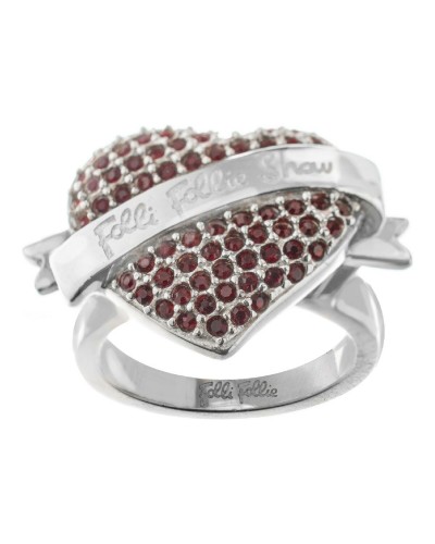 Folli Follie Bague Femme 3R9F127R Rouge Réglable - Élégante & Tendance
