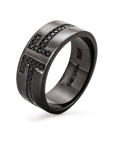 Folli Follie Bague Femme 3R18S008KK Noir - Bijou Design Élégant

