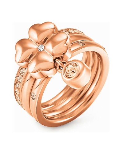 Follie Follie Bague Femme Or Rose avec Cristaux - Élégante et Tendance
