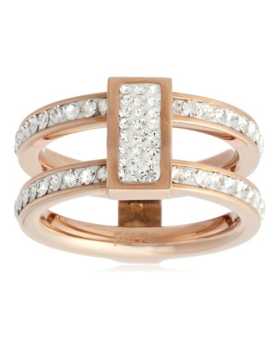 Folli Follie Anillo Mujer 3R13T011RC, Plata Rosa, Joya de Moda
