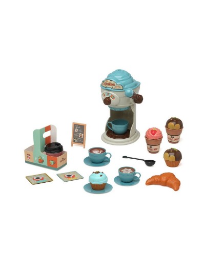 Cafetera de Juguete Coffeeshop - Madera, Accesorios Incluidos - Imita Moka

