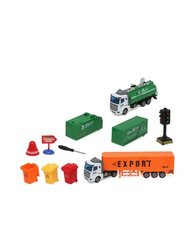 Ensemble de Véhicules d'Assainissement : Camion et Accessoires - Jeu Réaliste 54x34cm
