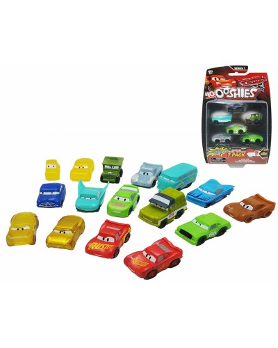 Ooshies Cars - Set de 7 Mini Vehículos de Juguete - Personajes de Disney Pixar
