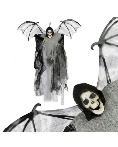 Guirnalda Esqueleto Halloween Gris Alas 60x50cm - Decoración Fiesta de Terror
