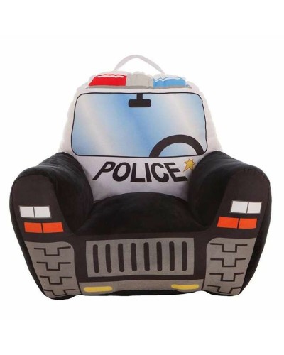 Poltrona Bambini Macchina Polizia Nera - 52x48x51 cm - Acrilico Resistente
