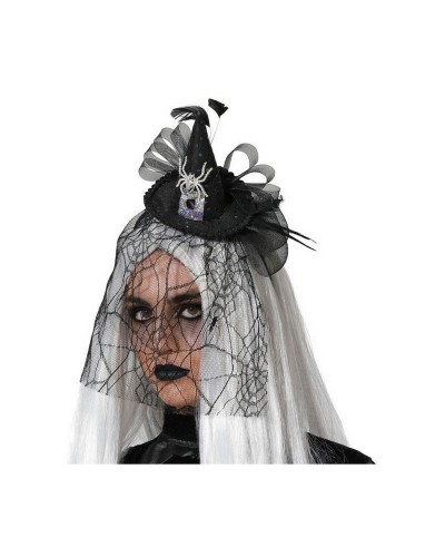 Diadema de Bruja Halloween con Cuernos & Plumas Negras - Accesorio Disfraz Fiesta
