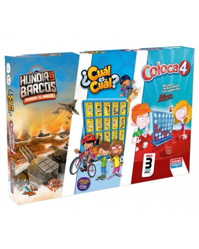 Sällskapsspel Falomir Coloca 4, Hundir los Barcos y Cuál es cuál (ES)
