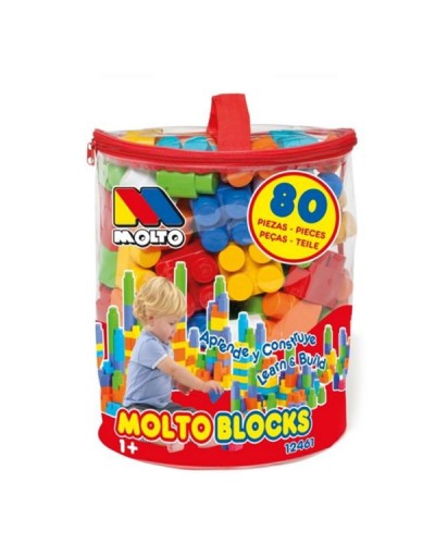 Moltó Set Costruzioni 80 Pezzi - Blocchi Colorati per Bambini
