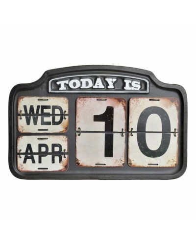 Calendario de Pared Negro Blanco Metal DKD Home Decor 42 x 3,5 x 27 cm
