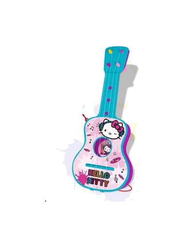 Chitarra Bambino Hello Kitty 4 Corde - Azzurro Rosa - Giocattolo Musicale
