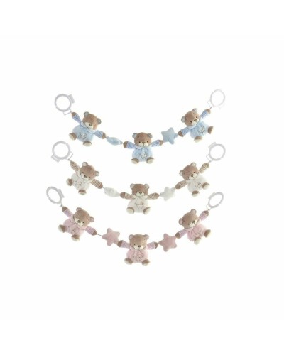 DKD Home Decor: Peluche Oso para Niños - Set 3 Piezas (Blanco, Azul, Rosa) 30-40cm
