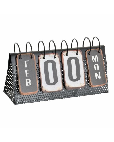 Calendario de Mesa DKD Home Decor | Estilo Blanco y Negro | Dimensiones: 34 x 13 x 21 cm
